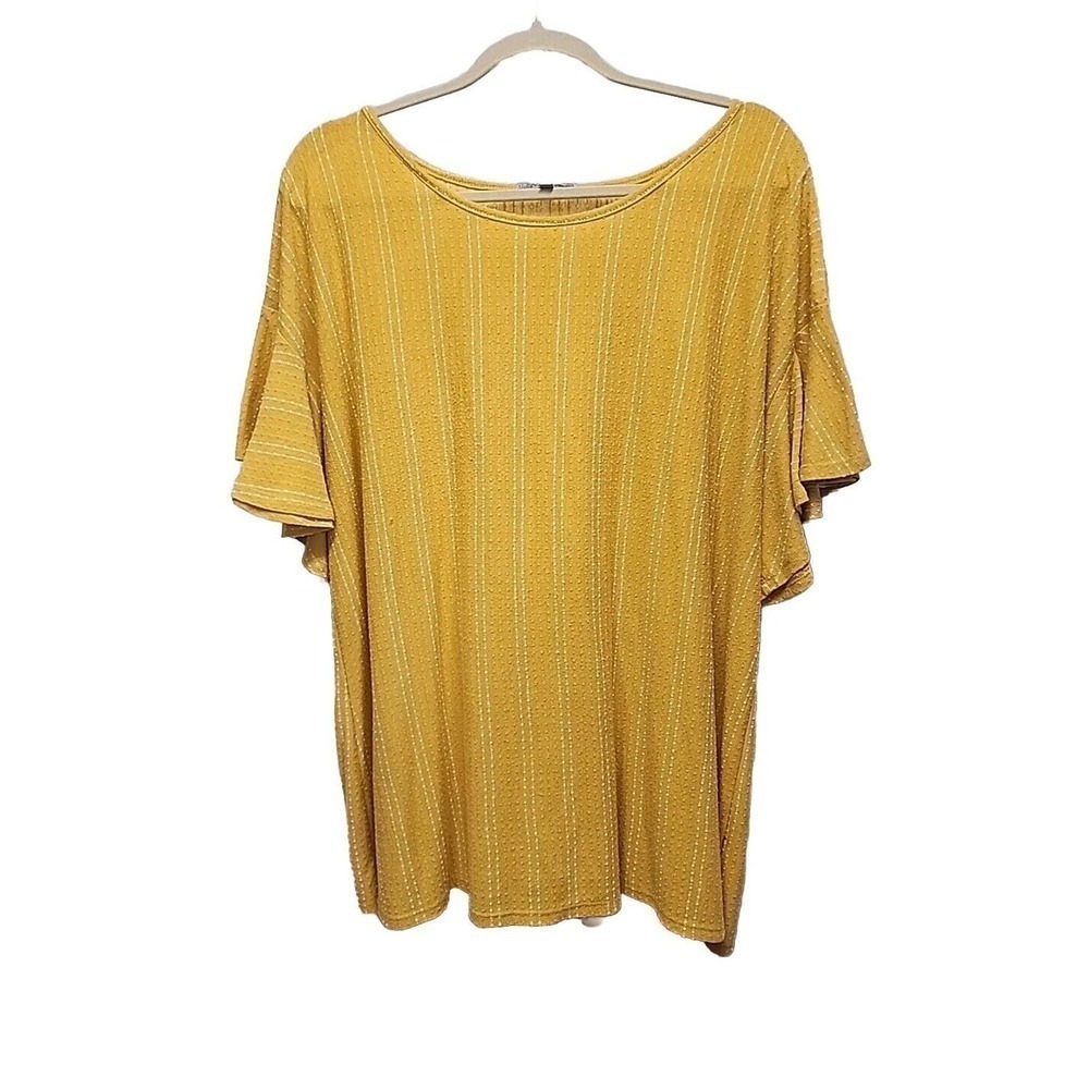 Ultra Flirt Blouse Mustard Yellow Size Women's 3X Beautiful Shirt